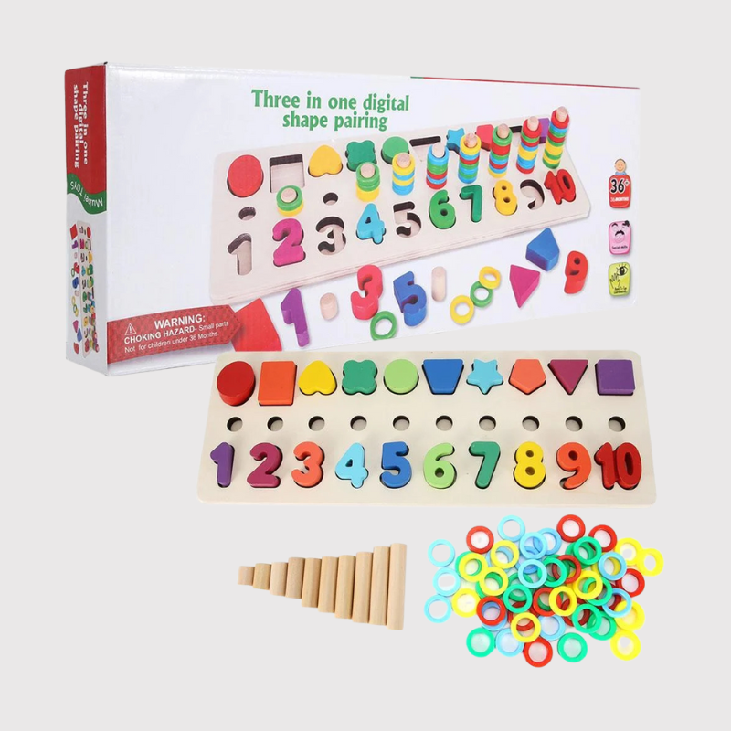 3 in 1 Digital Shape Pairing Toy - Numbers, Shapes & Colours Learning Set for Kids
