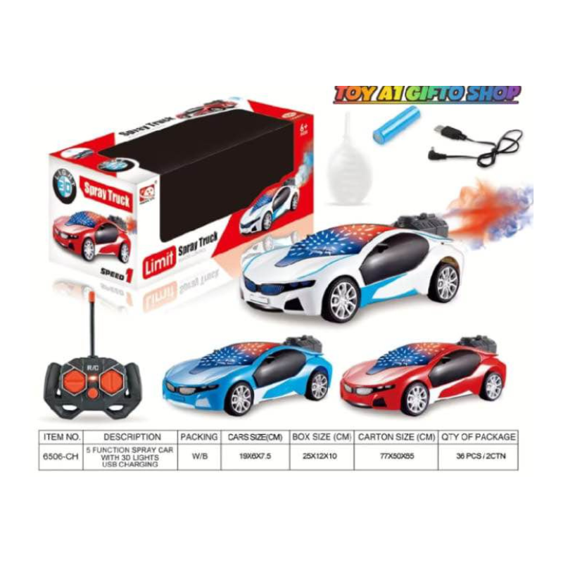 Limit Spray Truck Rechargeable Remote Control Car - RC Sports Car with Mist Effect