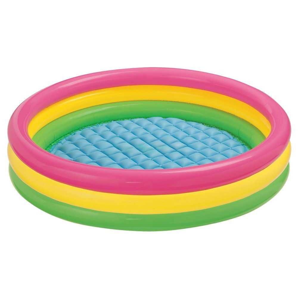 Intex Pool – Large 3-Ring Inflatable Kids Pool with Cushioned Floor | (5 Feet x 13")
