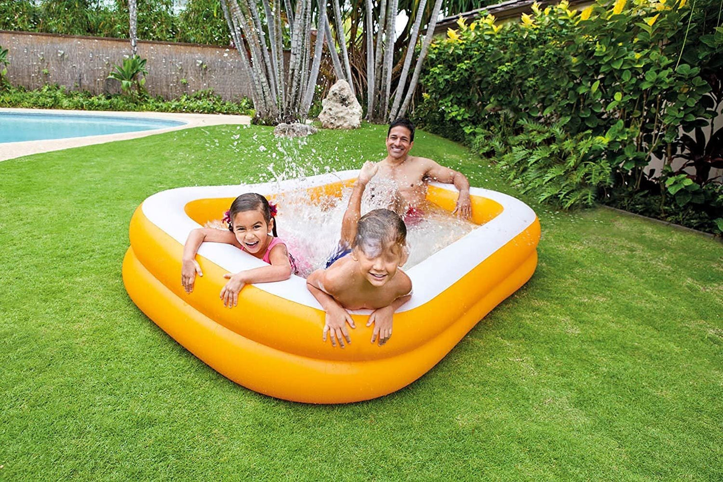 Intex Mandarin Family Pool – Large Inflatable Rectangular Pool | (7.5 Feet x 5 Feet x 18")